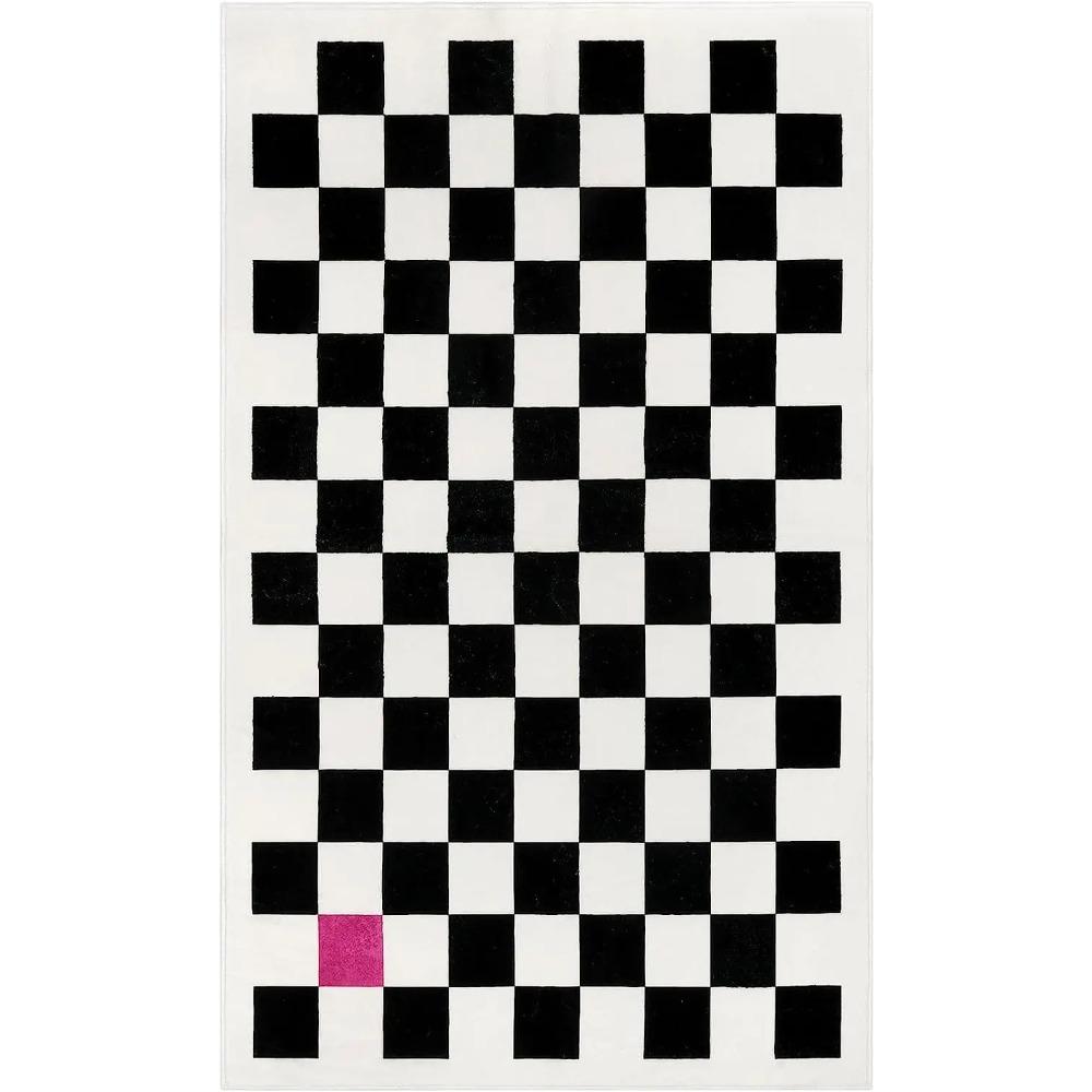 Color Checkerboard Plaid Carpet Geometric Plaid Floor Mats for Bedside Dorm Closet Dining Room Decor Soft Non-Slip Area Rugs