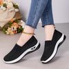 Women's Large-Size Flat Shoes – Fly-Knit Breathable Casual Slip-Ons, Solid Color Versatile Mother's Shoes