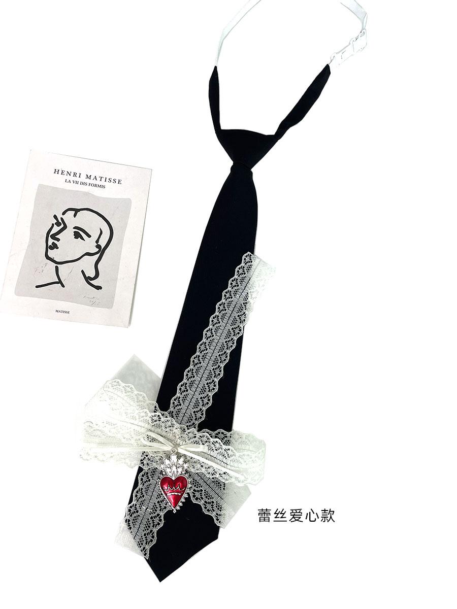 

Handmade no-hit black rabbit cute neck tie girl punk small ties unique personality creative rivets neck tie