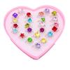 Children's Adjustable Rhinestone Ring Set - Gift Box of Gemstone Finger Jewelry for Girls