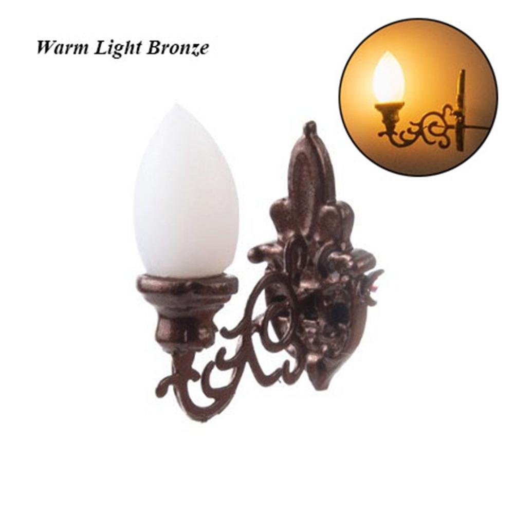 

New 1.7*2cm Dollhouse Wall Lamp ABS Metal Material House Garden Decor White/Warm Light Model 12V Garden Yard Led Light