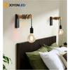 JOYINLED Retro Wood LED Wall Lamp E27 220V Industrial Pendant Light Live Room Bedside Lamp Decor for Bathroom Restaurant