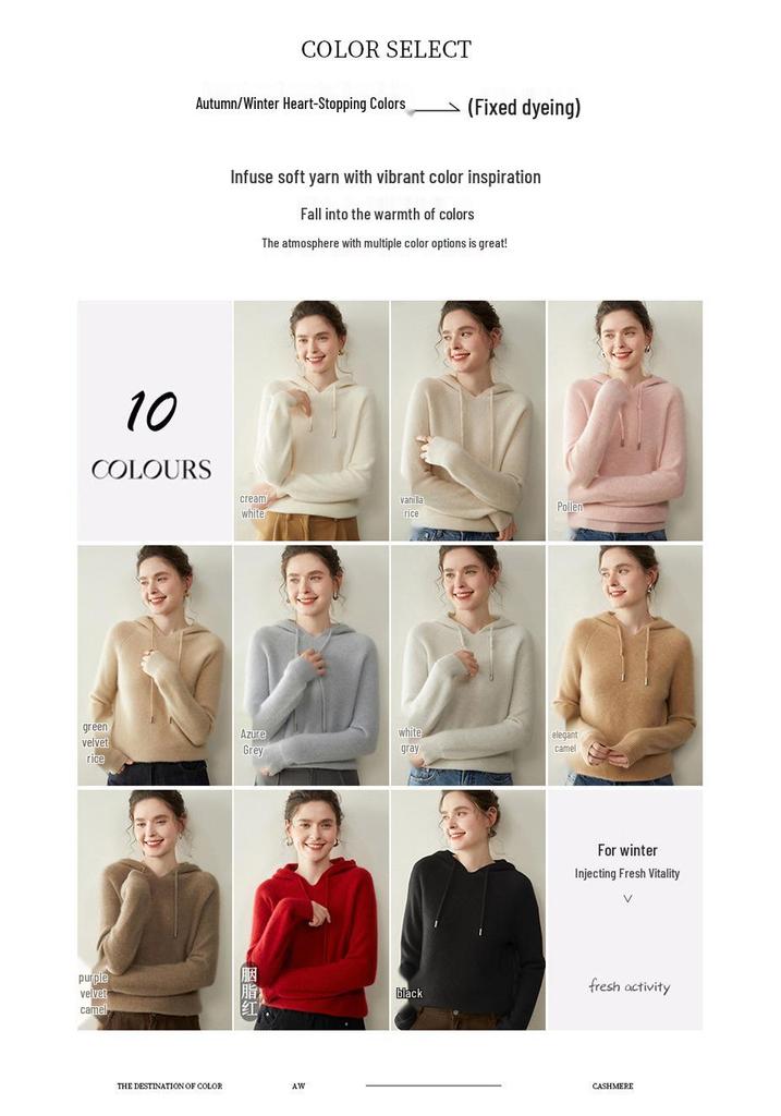 Women's Cashmere Hooded Ribbed Pullover - Autumn/Winter Fashion Knitwear