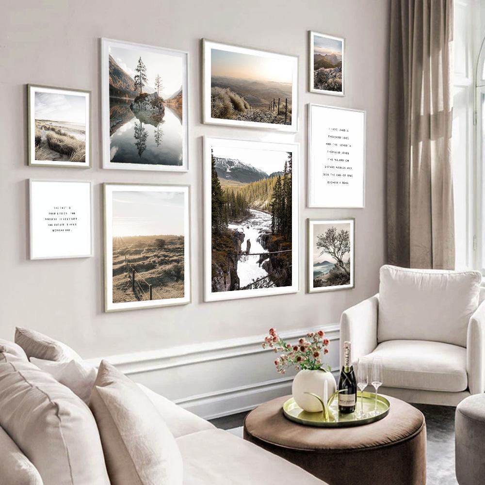 Forest Scenery Poster Prints Nature Landscape Sunlight Grassland Canvas Painting Wall Art Picture for Home Decor Painting Art