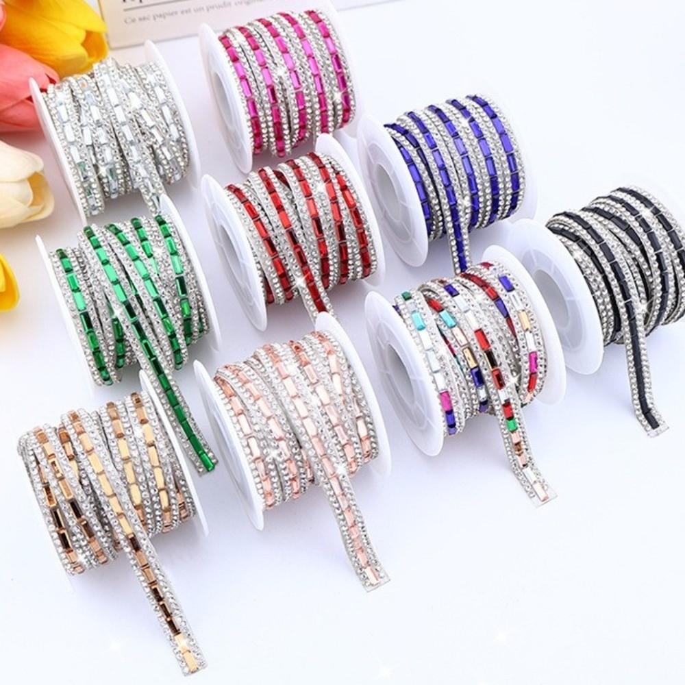 Rhinestone Trim Colorful Crystal Strip Self Adhesive Flexible Rhinestone Strip DIY Supply Shiny Apparel Accessory Bag Decor
