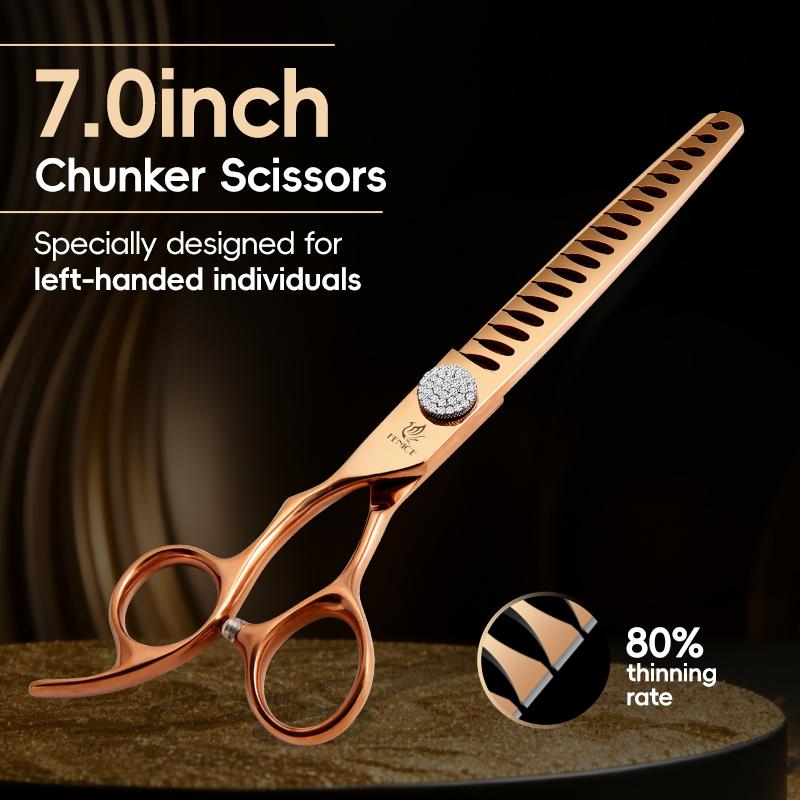 Fenice 440C Left Hand Pet Grooming Equipment Scissors 7/7.5/8 Inch Straight Curved Thinner Chunker Shears for Canine hairdresser