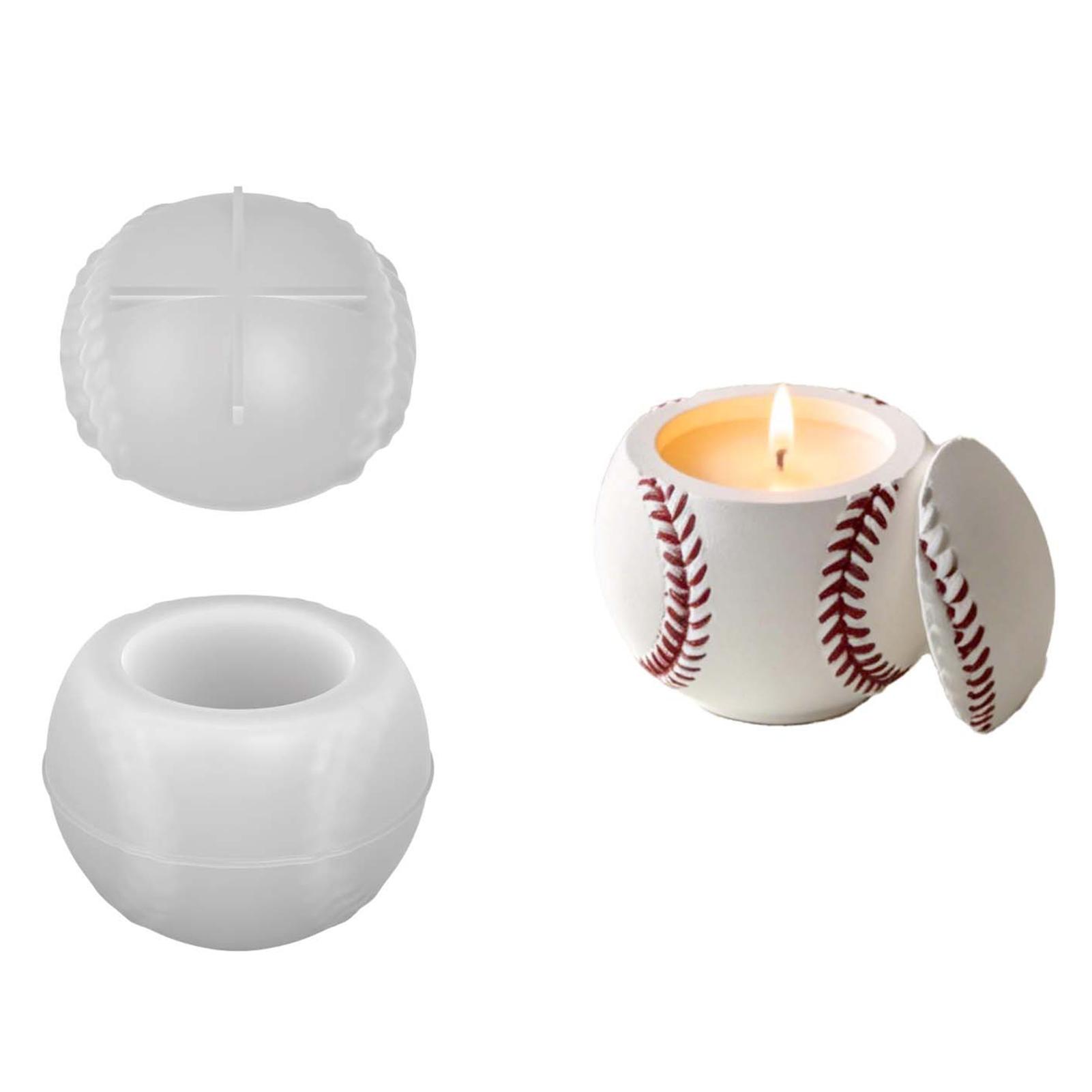 Silicone Baseball Mold For Candle Cup Storage Box DIY Gypsum Figurine Silicone Mold Durable High-Elasticity Heat Resistant Baseball Box Set