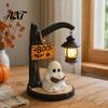 Cozy Halloween Atmosphere Light Hanging Ghost Night Resin Figurine, Vintage Farmhouse Glowing Tabletop Ornament, Country Style Display Warm