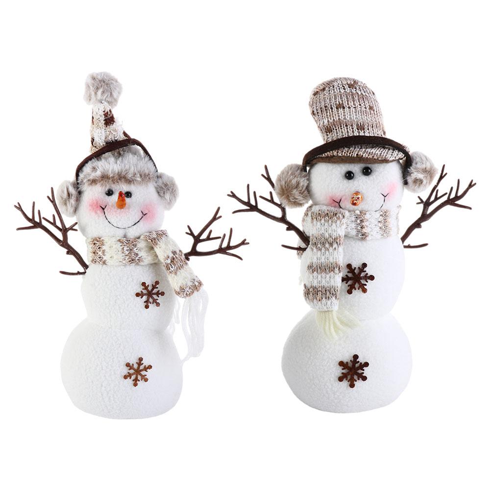 Cute Christmas Short Hat Snowman Doll Reusable Snowman Doll Desktop Ornaments  Living Room