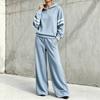Women's Two Piece Outfit Hooded Sweatshirt Wide Leg Pants Casual Sporty Set