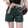Elastic Denim Shorts Women's Summer Small Looking Thin and Tall Versatile Loose Wide Legs  White Denim Shorts High Waist Relaxed Fit Casual Shorts