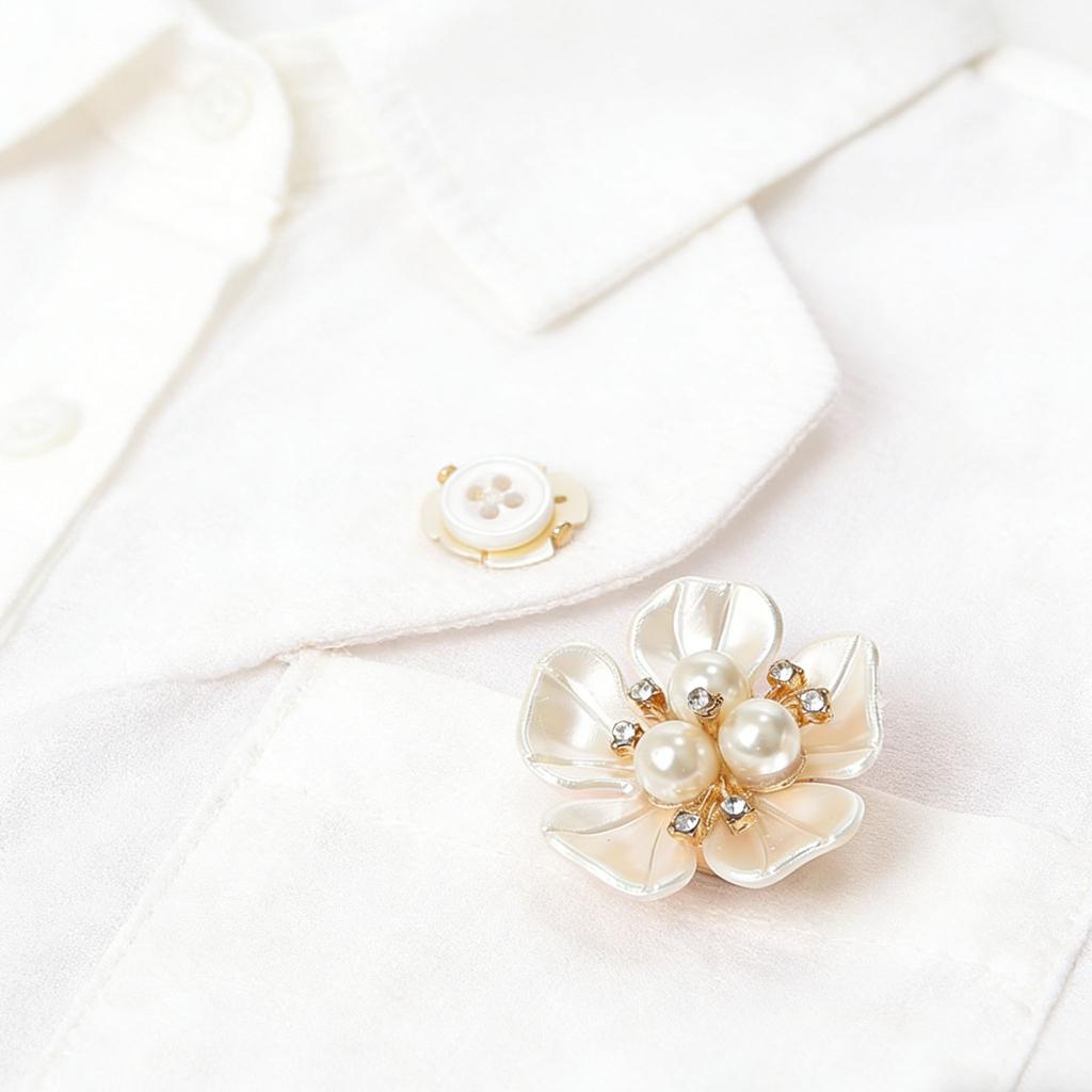 Luxury Imitation Shell Pearl Flower Shirt Sleeve Button Elegant Copper Cufflinks Button Cover Accessories for Women and Men
