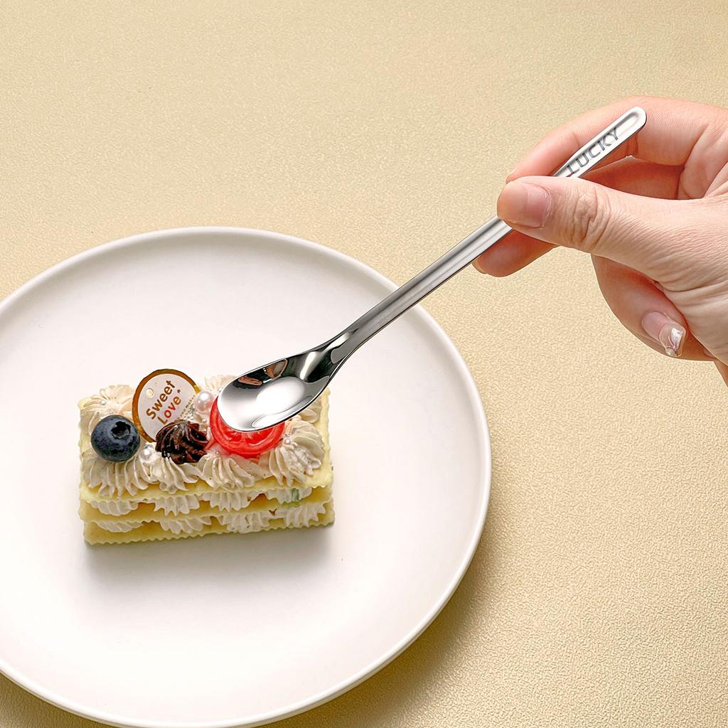 304 Stainless Steel Coffee Spoon Long Handle Stirring Spoon Reusable Ice Cream Dessert Spoon Teaspoon Kitchen Tableware