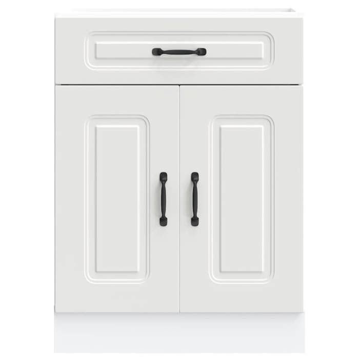 VidaXL Kitchen Cabinet Kalmar White Engineered Wood, Base Cabinet for Sink, Base Kitchen Cabinet with Drawer, Base Cabinet 853487
