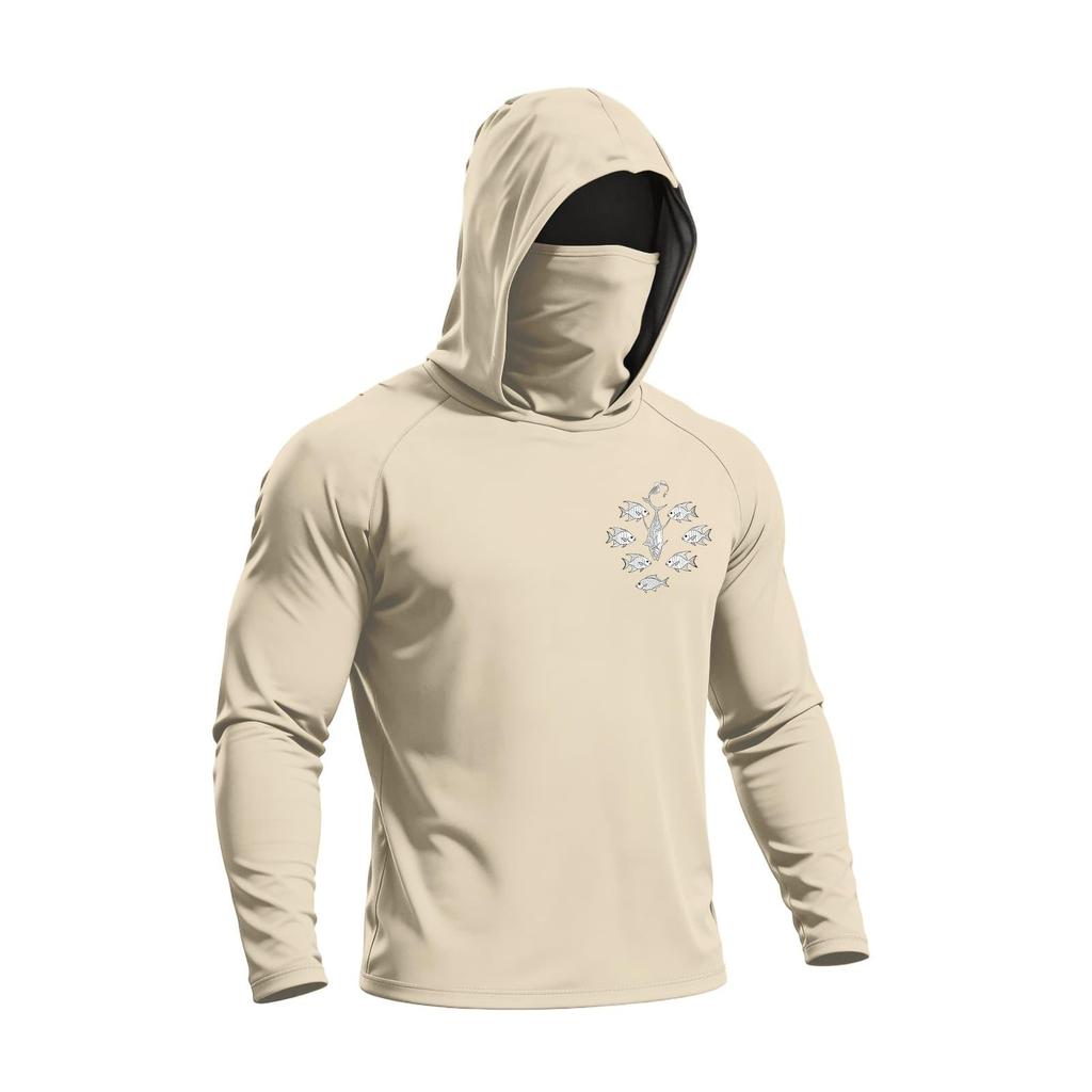 Men's Summer Hawaiian Print Quick Dry Long Sleeve T Shirt Ice Silk UPF50 Plus UV Protection Fitness Sports Hoodie Sun Protection Top