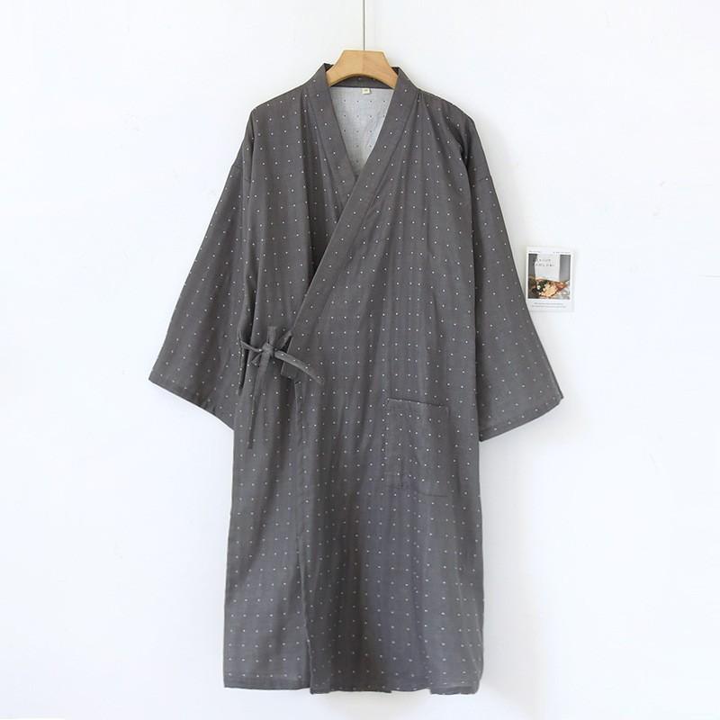 Halat de baie din bumbac cu textură de tifon, stil japonez, pentru bărbați, mărime mare, Rochie de noapte Kimono, Sezon primăvară-vară, Pijamale subțiri, Yukata cu șireturi, Transpirație