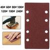 8 Holes Rectangular Sanding Pads 40/60/80/100/120/180/240 Grits Self-adhesive Flocking Sandpaper Hook and Loop Pads