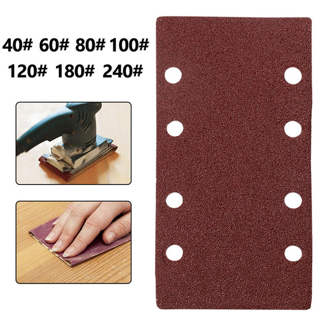8 Holes Rectangular Sanding Pads 40/60/80/100/120/180/240 Grits Self-adhesive Flocking Sandpaper Hook and Loop Pads