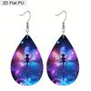 Fantastic Blue Purple Dragonfly Theme PU Earrings for Women, Tropical Style Insect Print Drop Earrings, Women's Fashion Drape Earrings