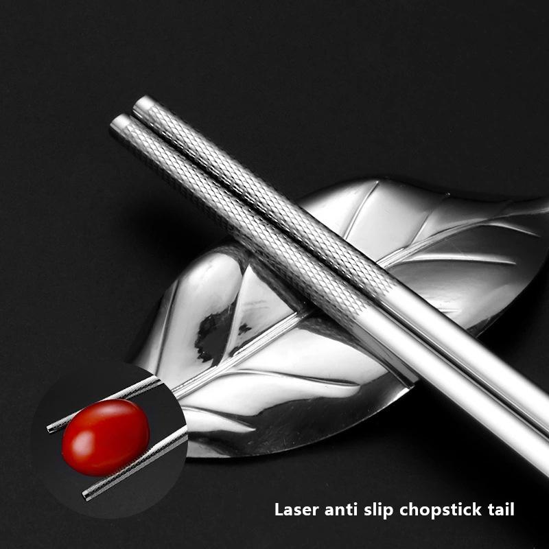 316 Stainless Steel Chopstick Laser Engraving Chinese Chopsticks Antiskid Household Metal Reusable Chopstick Outdoor Tableware