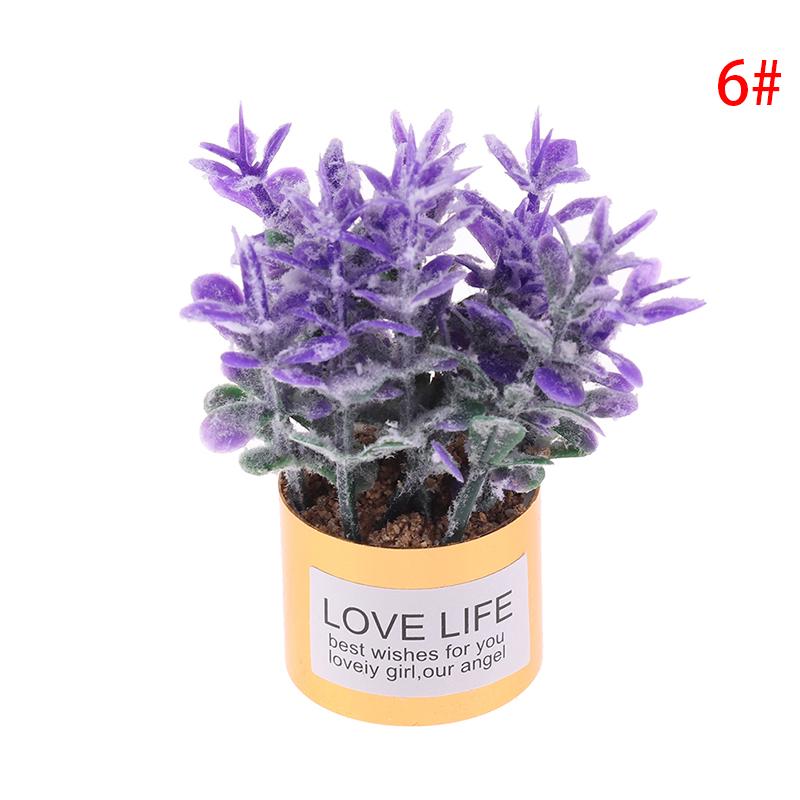 1Pc 1:12 Dollhouse Mini Iron Potted Plant Pot Lavender Plant Home Garden Decor