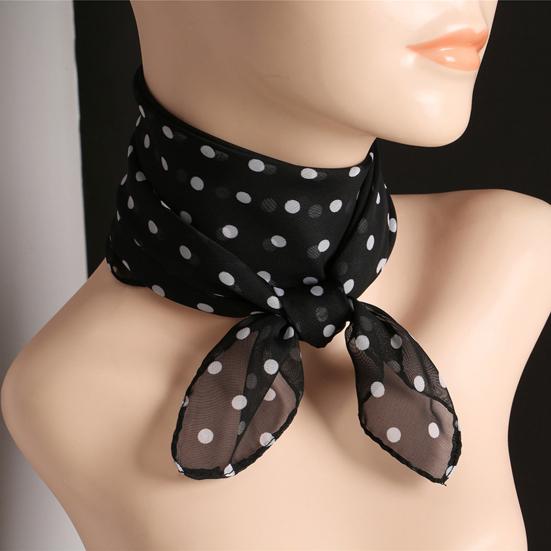 Cachecol feminino com estampa de bolinhas, combinando com cores, fino, respirável, leve, decoração de pescoço, chiffon, cabeça, pescoço, cachecol quadrado, acessório de roupas