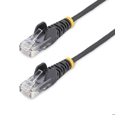 Cabo de rede - STARTECH - 0.5M SLIM CAT6 - Preto - 28 AWG - Fio de cobre de 0,25 mm²