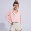 Women's Hooded Ice Silk UV Protection Jacket with Black Brim - Loose Fit for Outdoor Sports