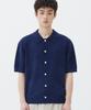 TRILLION Washable Boucle Collar Short Sleeve Knit (Current Navy)