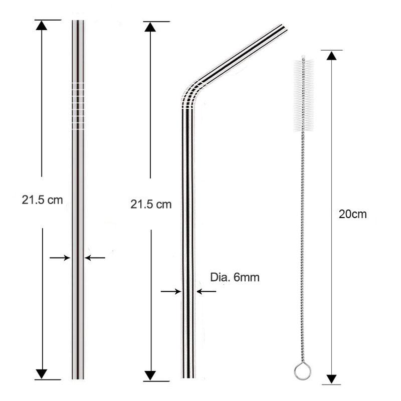 Colorful Reusable Metal Straw High Quality Stainless Steel Straws Set with Cleaner Brush Bar Party Drinking Cocktails Accessory