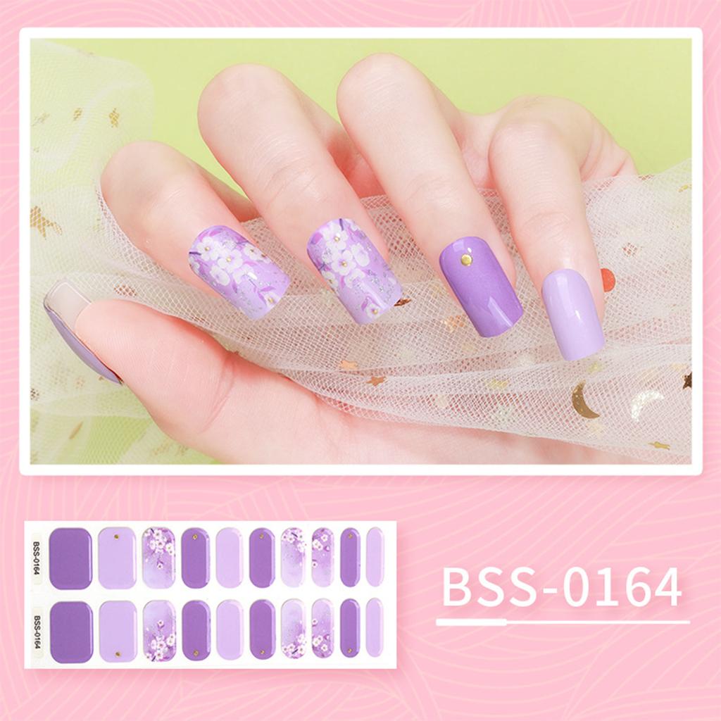 20 Tips Semi-Cured Gel Nail Patch Adhesive Sliders Long Lasting Full Cover Nail Stcikers Gel LED UV Lamp Neede