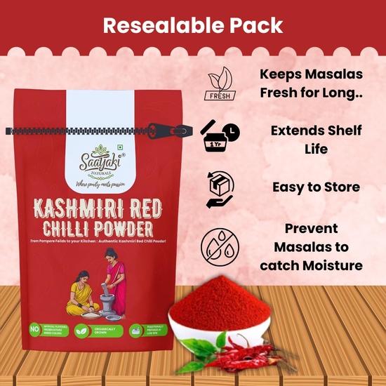 Saatyaki Naturals Organic Kashmiri Red Chilli Powder - 100gm | Pure and Freshly Grounded Spice for Cooking, Marination and Seasoning