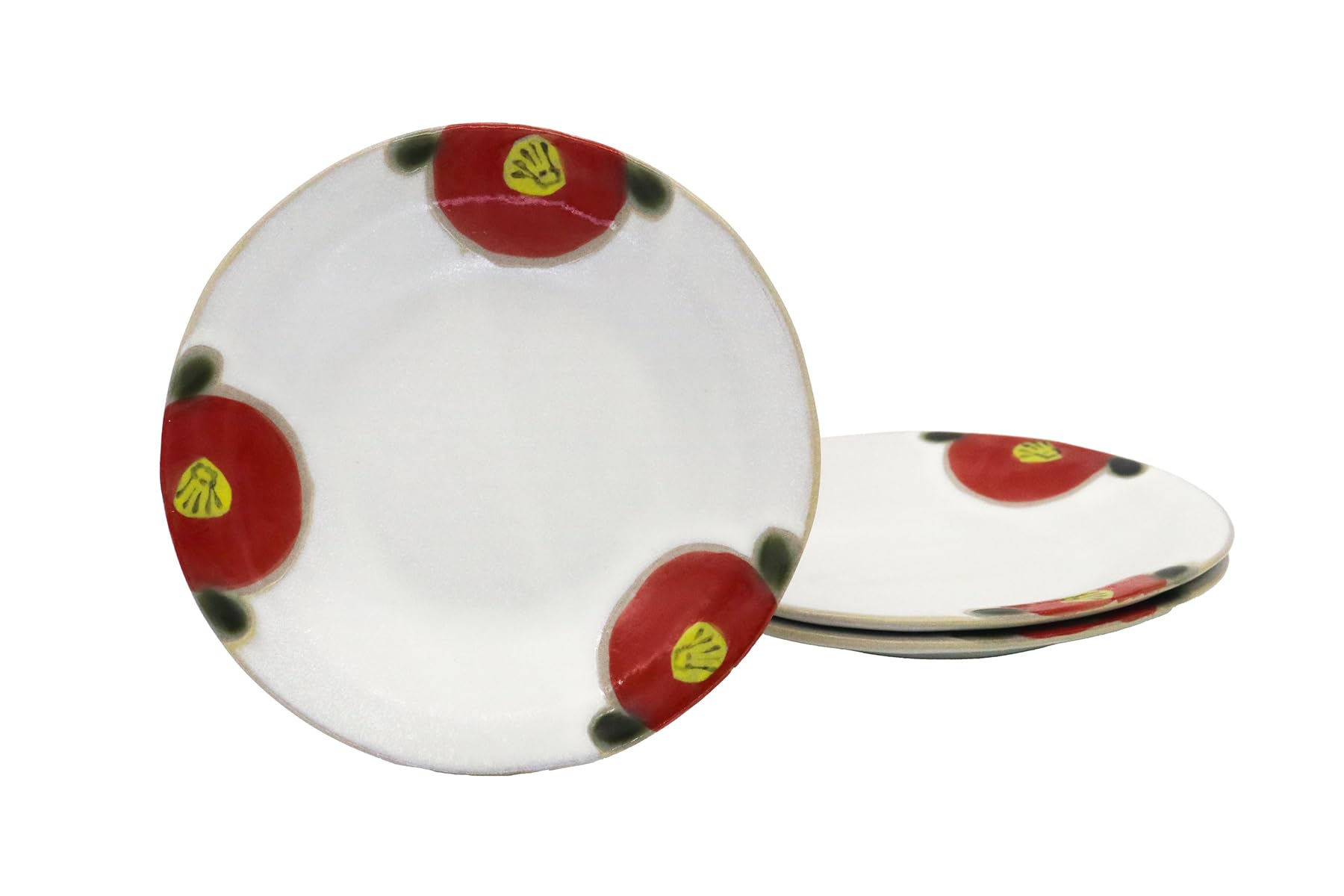 

Craftsman House Seto Ware Side Plates Red Camellia Traditional Cafe Set of Made in Japan (15cm Diameter), Design, Style, 3,
