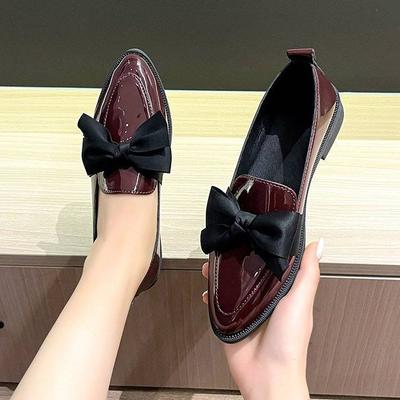 Bow Casual Versatile Flat-soled Small Leather Shoes British College Style Black Patent Leather Fringed Single Shoes 2025 Autumn New Models