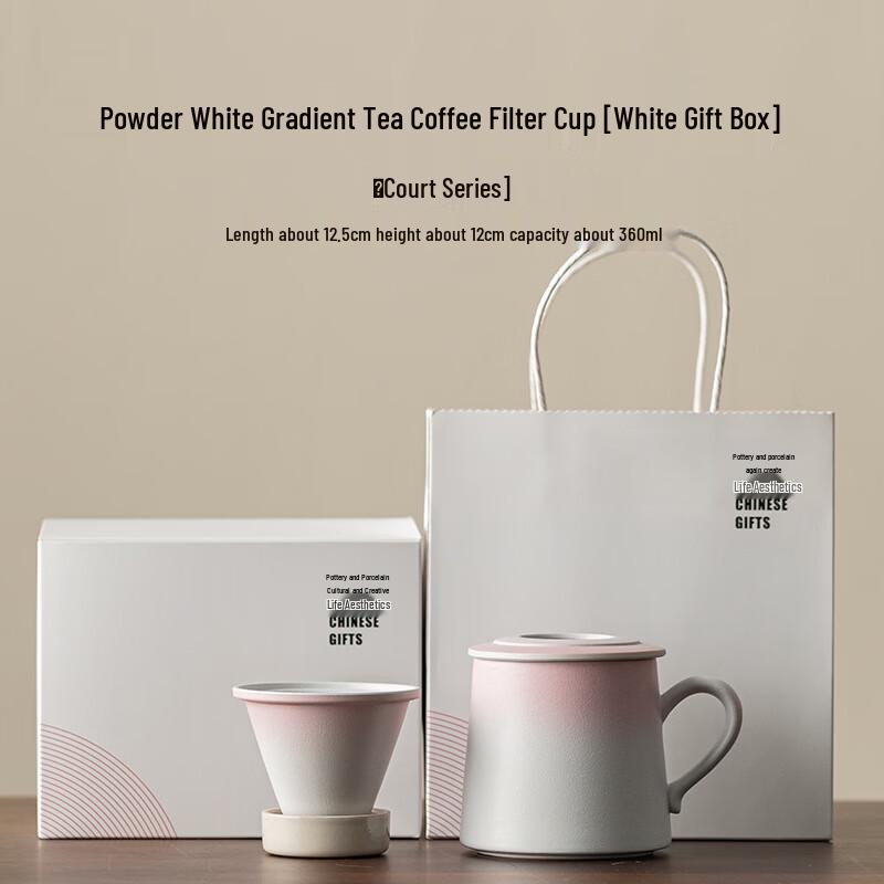 OLOEY Pink White Gradient Ceramic Coffee Tea Mug