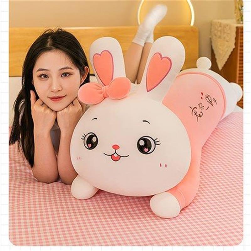 

Очаровательная плюшевая игрушка лежащий кролик - Мягкая длинная подушка для сна, Идеальный подарок на день рождения для девушки Standard