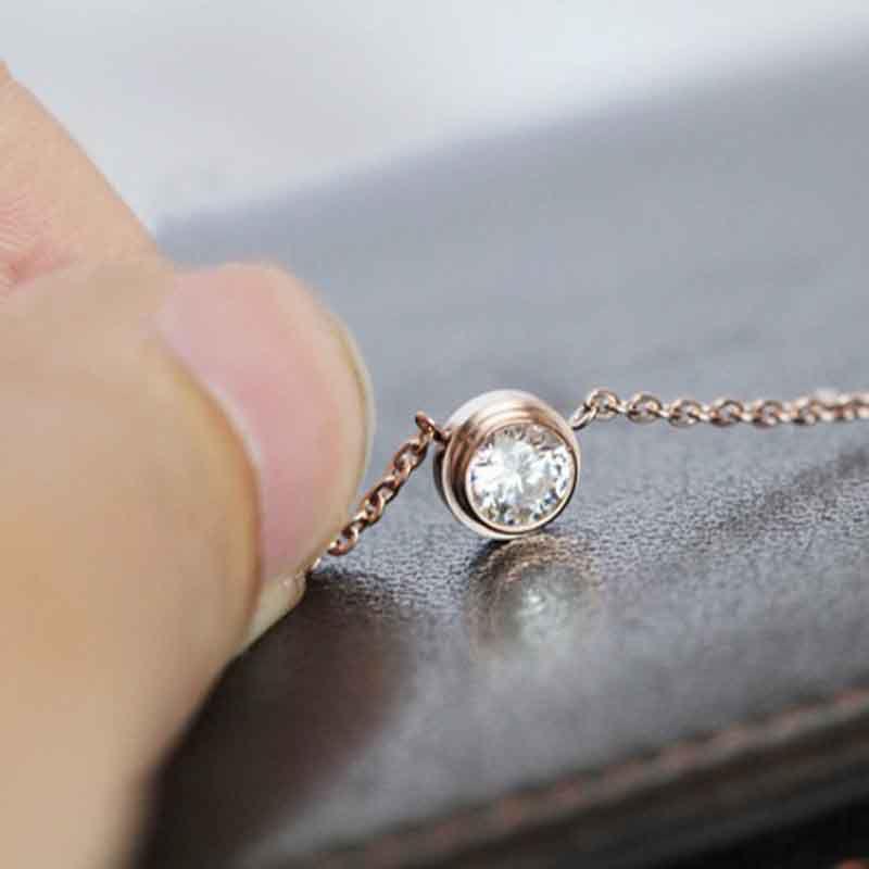 Exquisite Rose Gold Plated Rhinestone Clavicle Chain Pendant For Women