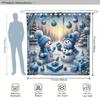 Christmas Winter Shower Curtain Set - Snowman and Christmas Ball Gift Cute Blue, Polyester Washable for Xmas Holiday Bathroom De