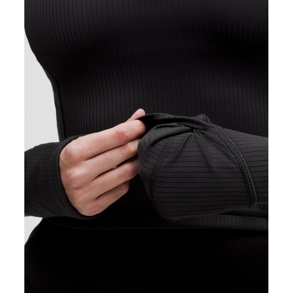 Lululemon It S Rulu Ribbed Cropped Half Zip  Updated Black