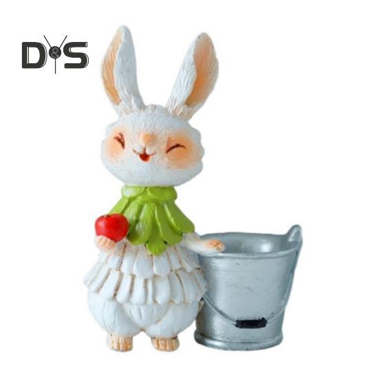 

Статуэтка пасхального кролика из смолы, мультяшная статуэтка кролика, скульптура животного, украшение для дома, офиса, внутреннего и наружного сада, орнамент A зелёный