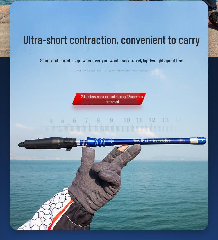 Telescopic Carbon Fiber Sea Fishing Rod - Long Cast Raft Rod with Lure 