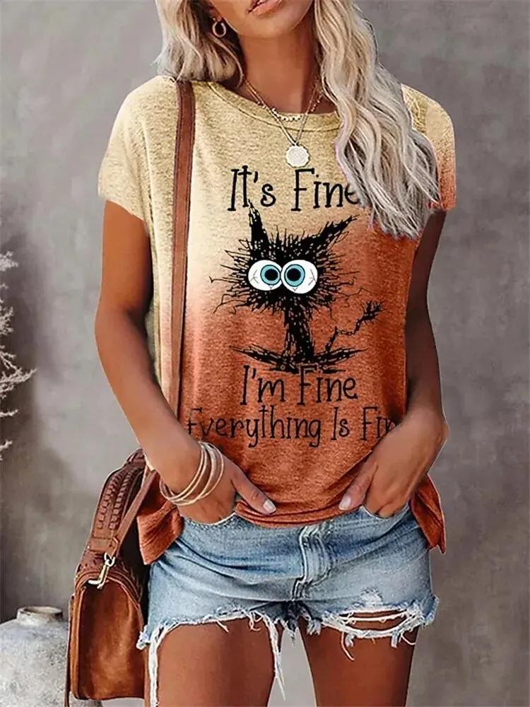 3D Print T-shirts Women Streetwear Summer Cartoon Cats Fine  Casual Fashion Short Sleeve T Shirt O-neck Tees Tops Clothing