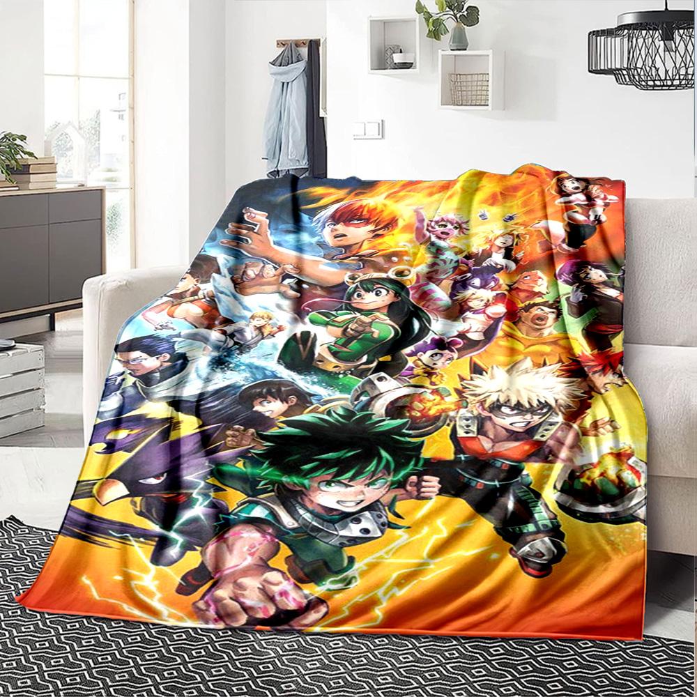 Heroic Anime Characters Flannel Blanket Super Soft Warm Cozy Blanket For Sofa Bed Office Travel Allseason Home Decor Gift
