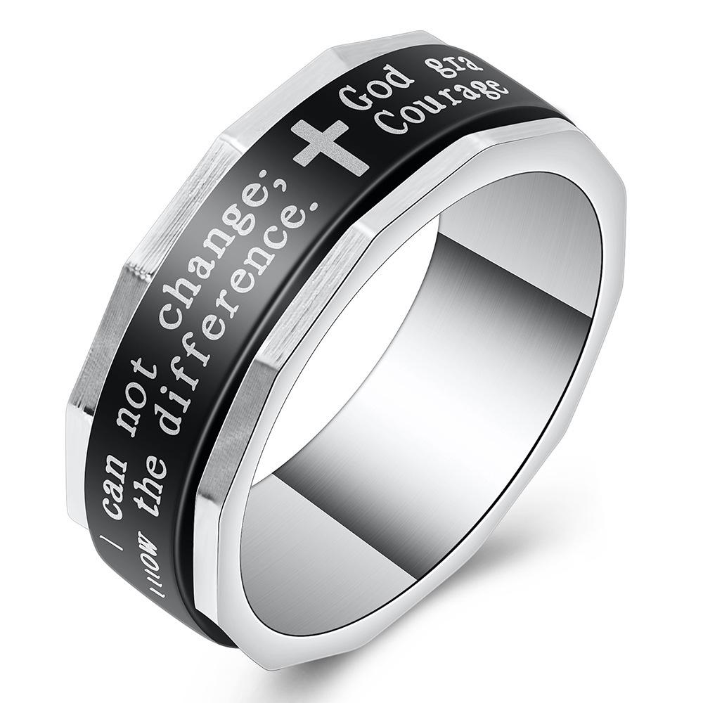 Herren 8MM Drehbar Kreuz Rhombus Kante Edelstahl Mode Ring
