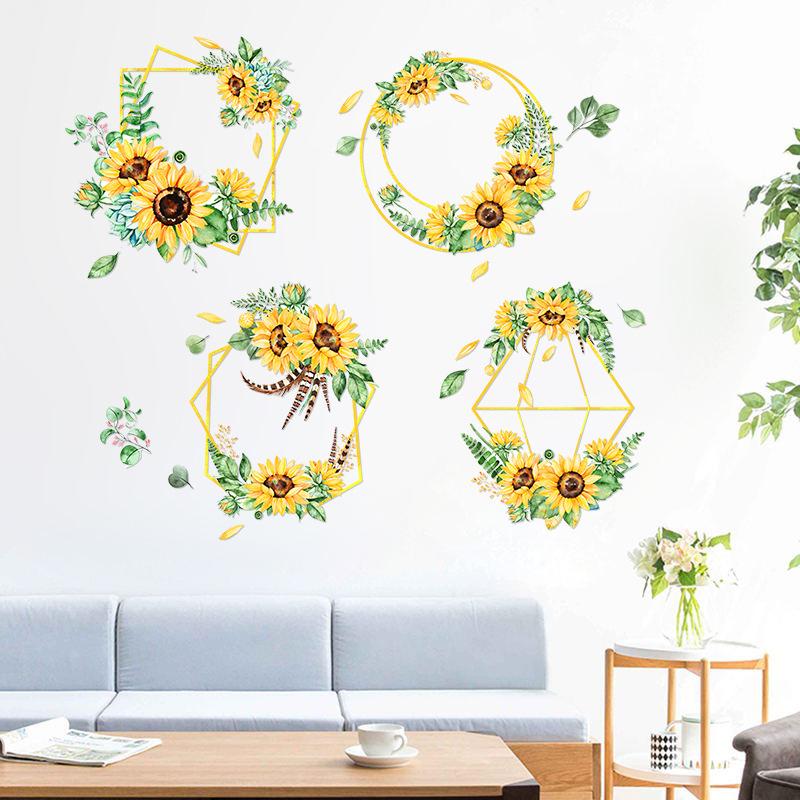 Sunflower Wall Stickers Bedroom Warm Living Room Decoration Stickers Removable Supply Printing