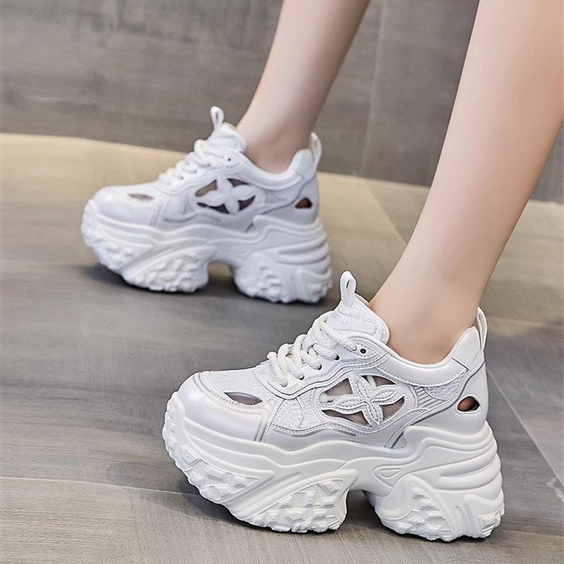 Mesh breathable durian sole dad shoes women's shoes summer new thick sole inner height increase comfortable breathable hole sandals