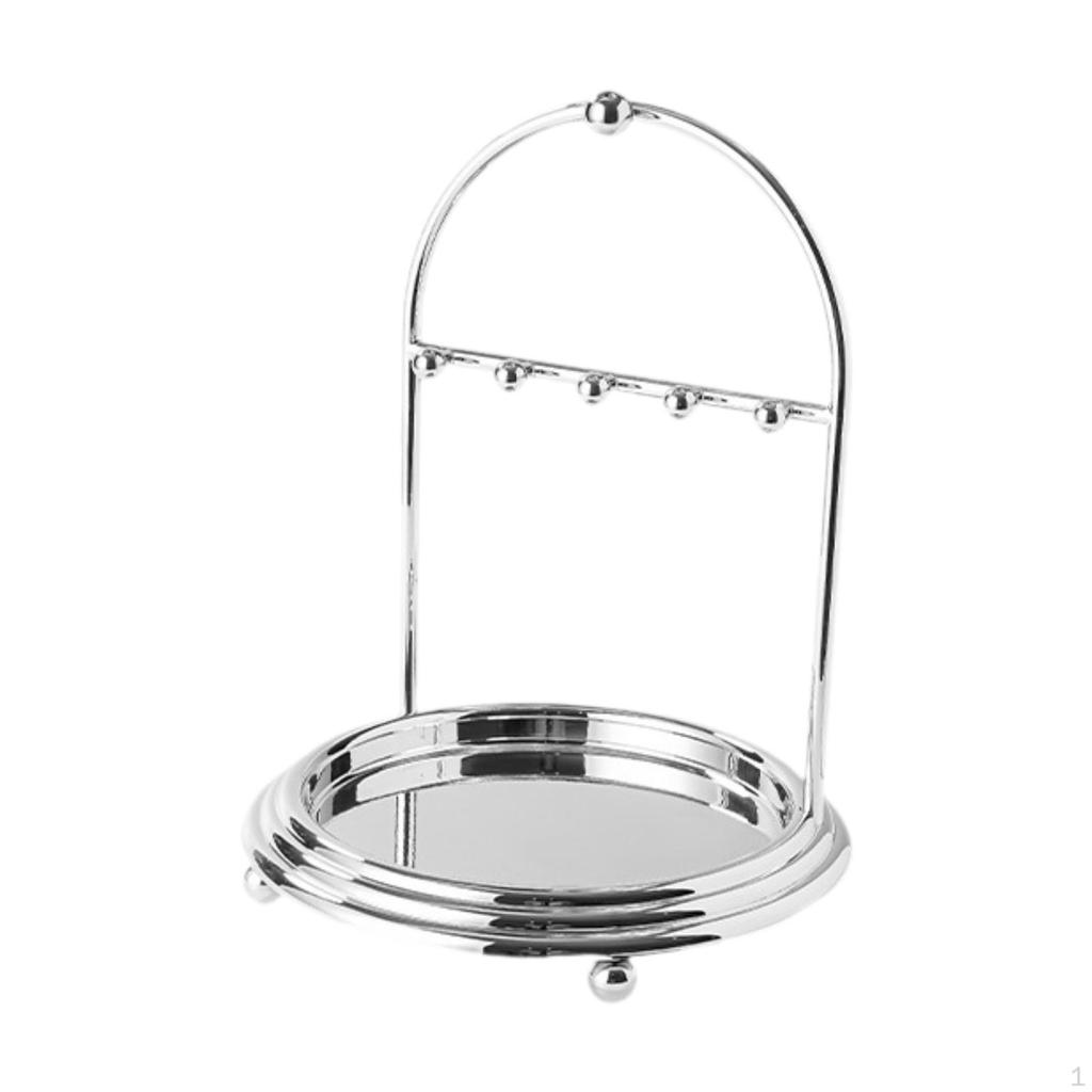 Jewelry Organizer Earring Necklace Display Holder Chic Showcase Countertop with Rings Tray