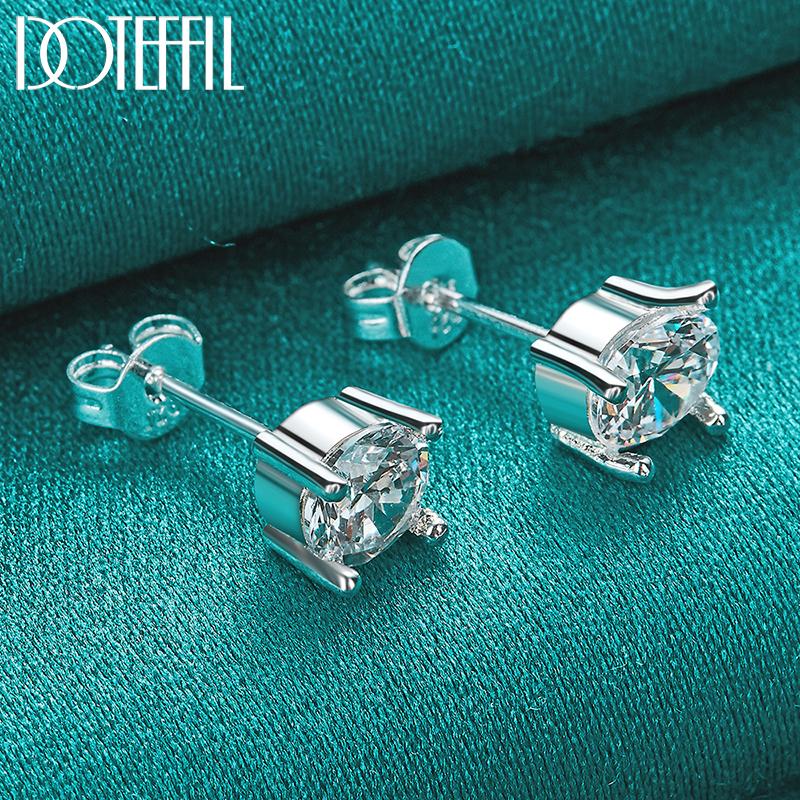 Pendientes redondos románticos de circonita AAA, regalo de plata, joyería de moda