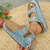 Slippers Woman Summer Rhinestone Thick-soled Slippers Outer Wear Large Size Belt Buckle Cool Slippers Women Sandals Mules Femme
