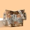 New retro splicing tote bag large capacity niche design high-end wide shoulder strap single shoulder oblique span women's bag